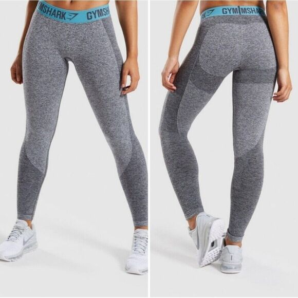 Gymshark Pants - Gymshark Womens Flex Leggings Charcoal Teal Size XS Contour Seamless Logo Active